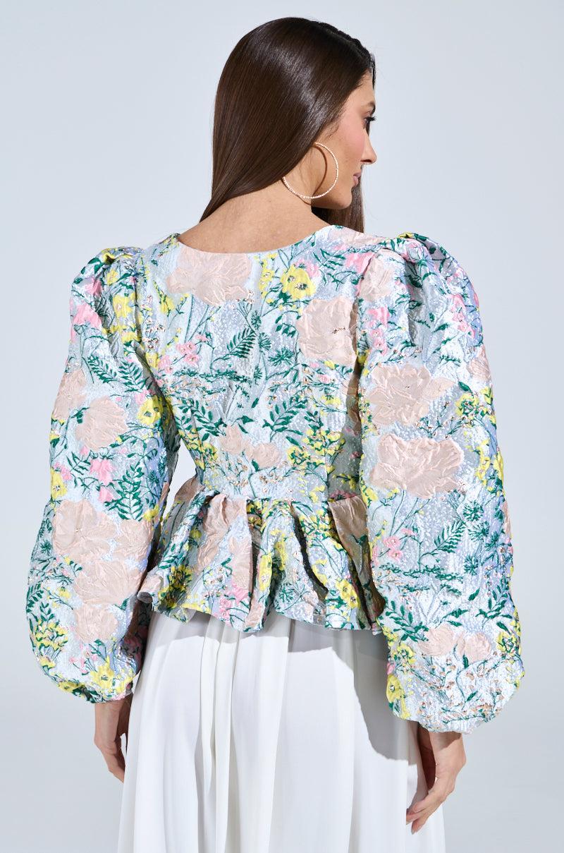 2 WAYS TO SLAY BROCADE LONG SLEEVE TOP Product Image