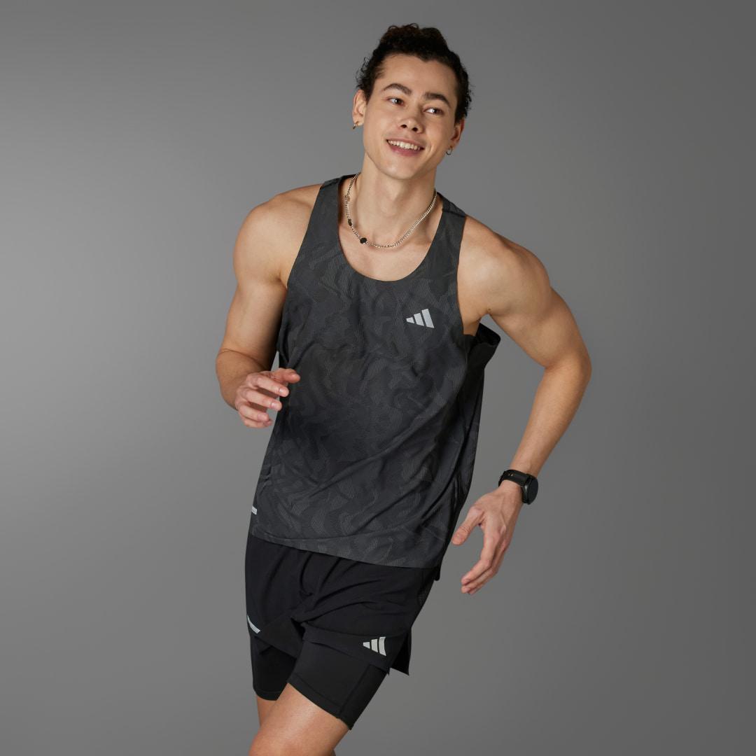 adidas Ultimate Engineered Running Singlet Halo Silver 2XL Mens Product Image