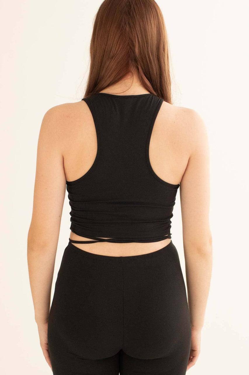 Black Center Ruched Crop Tank Product Image