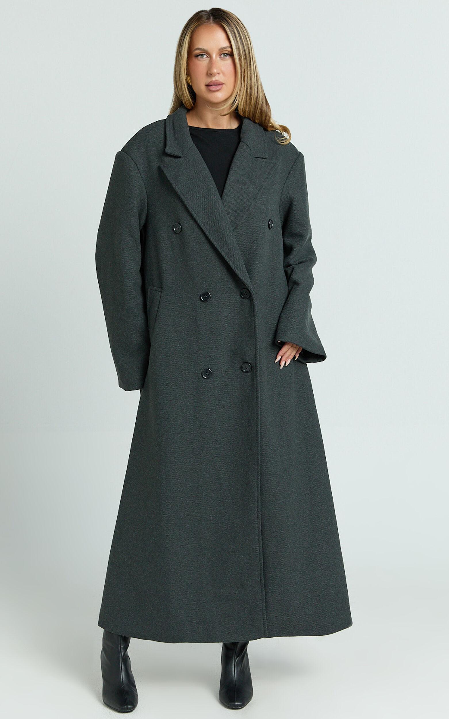 Silvena Coat - Oversized Longline Tailored Coat in Slate Grey Product Image