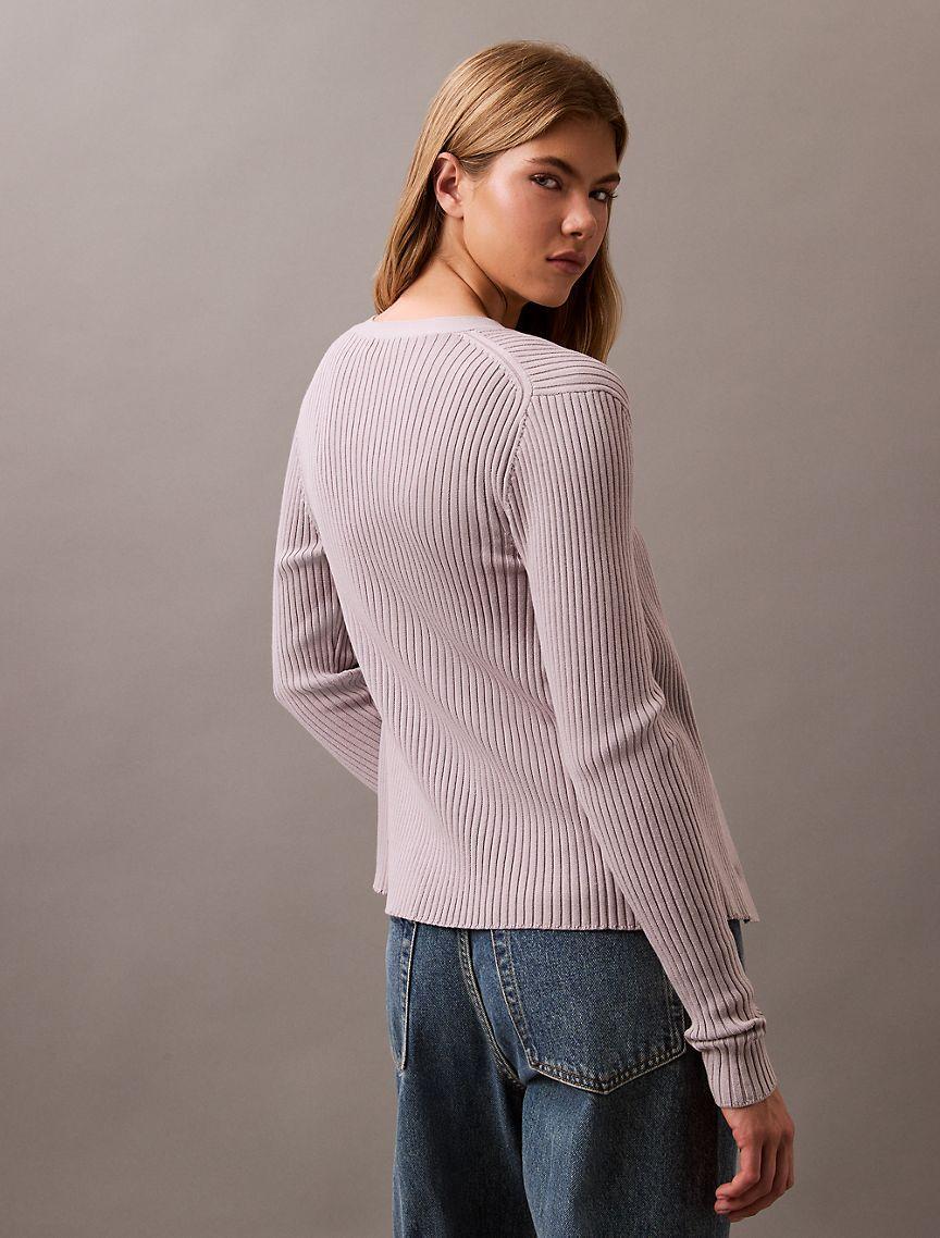 Smooth Cotton Rib Sweater Cardigan Product Image