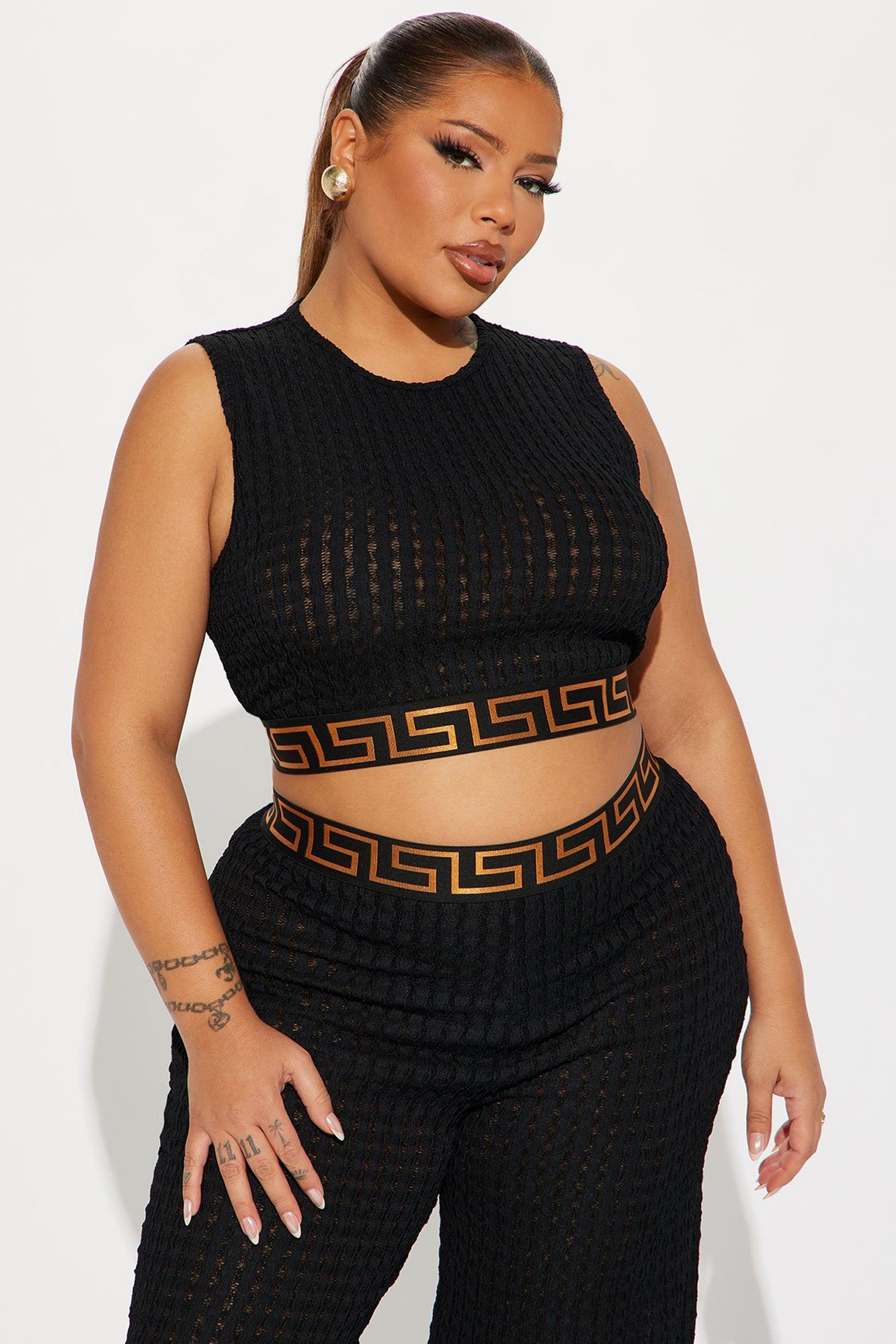 Her World Textured Pant Set - Black Product Image