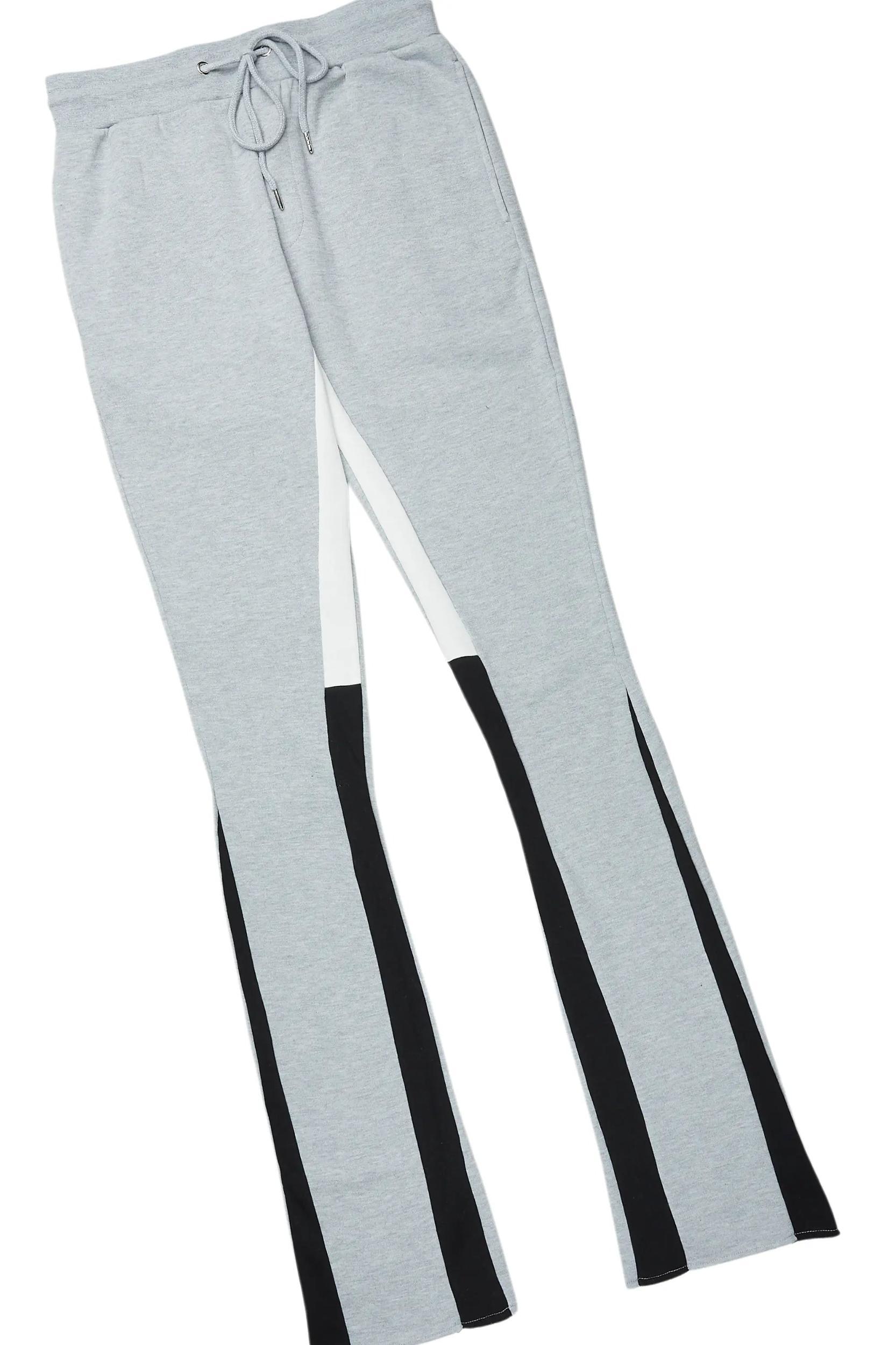 Basic Heather Grey Hoodie/Stacked Flare Track Set Male Product Image