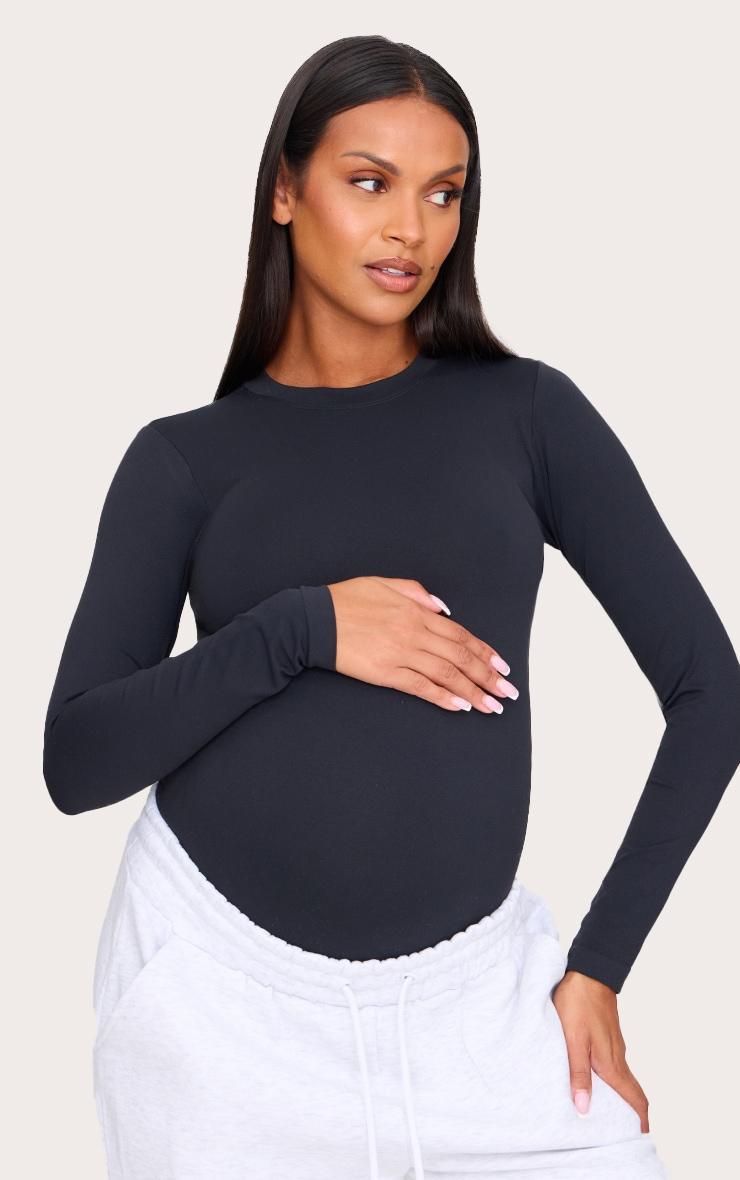 Maternity Black Seamless Long Sleeve T-shirt Product Image