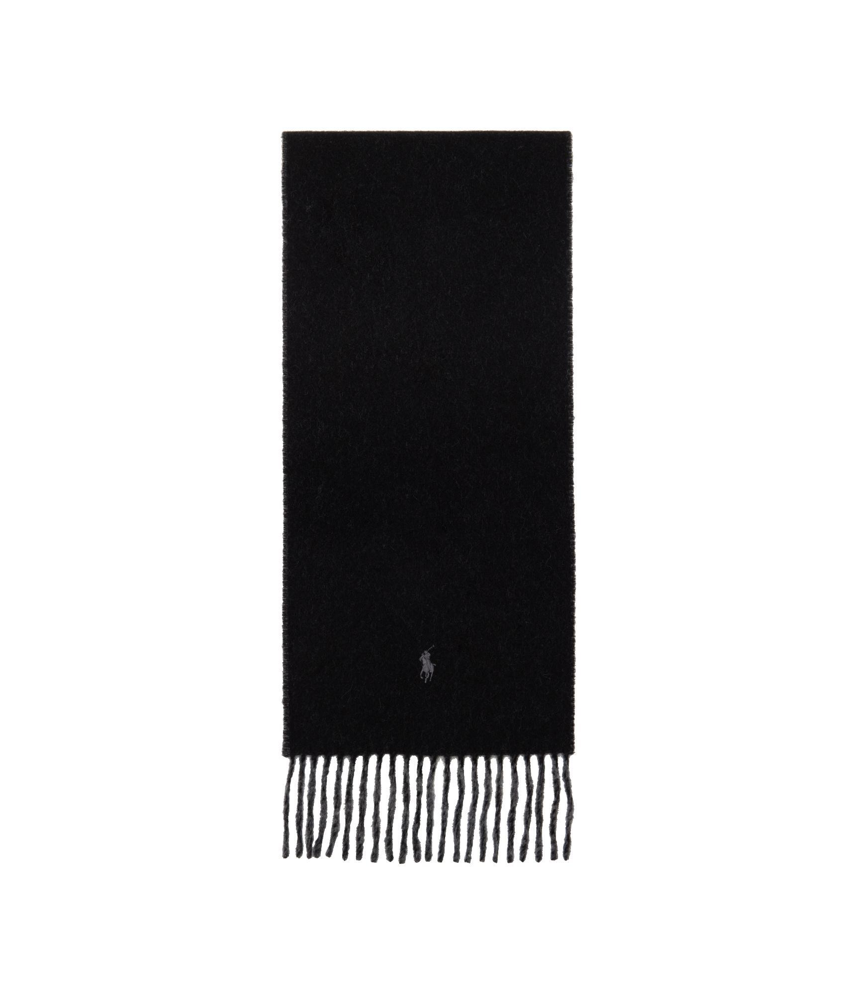 POLO RALPH LAUREN Black & Gray Wool-blend Reversible Scarf In 002 Polo Black/grey Product Image