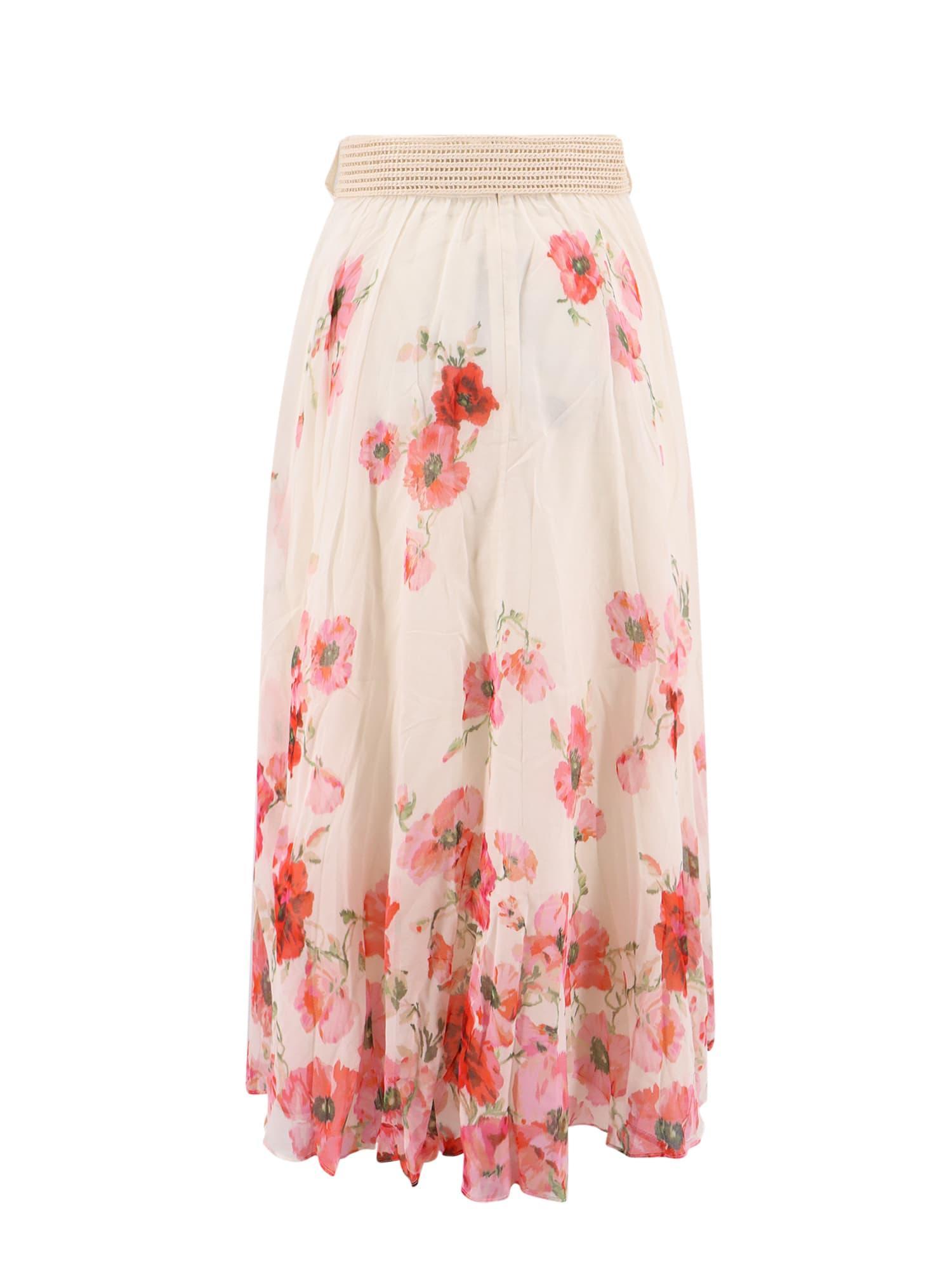 ZIMMERMANN Skirt In Cream,red Floral Product Image