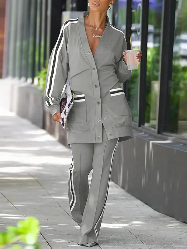 Long Sleeves Split-Joint V-Neck Outerwear Product Image