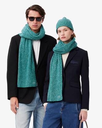 Mercerized Carded Wool Rib Knit Scarf Product Image