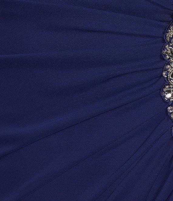 Alex Evenings V-Neck Flutter Sleeve Hip Embellishment Cascade Skirt Sheath Dress Product Image