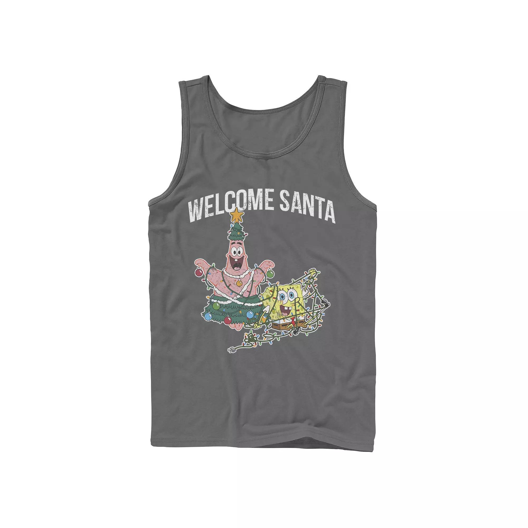 Men's Nickelodeon Spongebob Squarepants Patrick Star Welcome Santa Christmas Graphic Tank Top,  Product Image