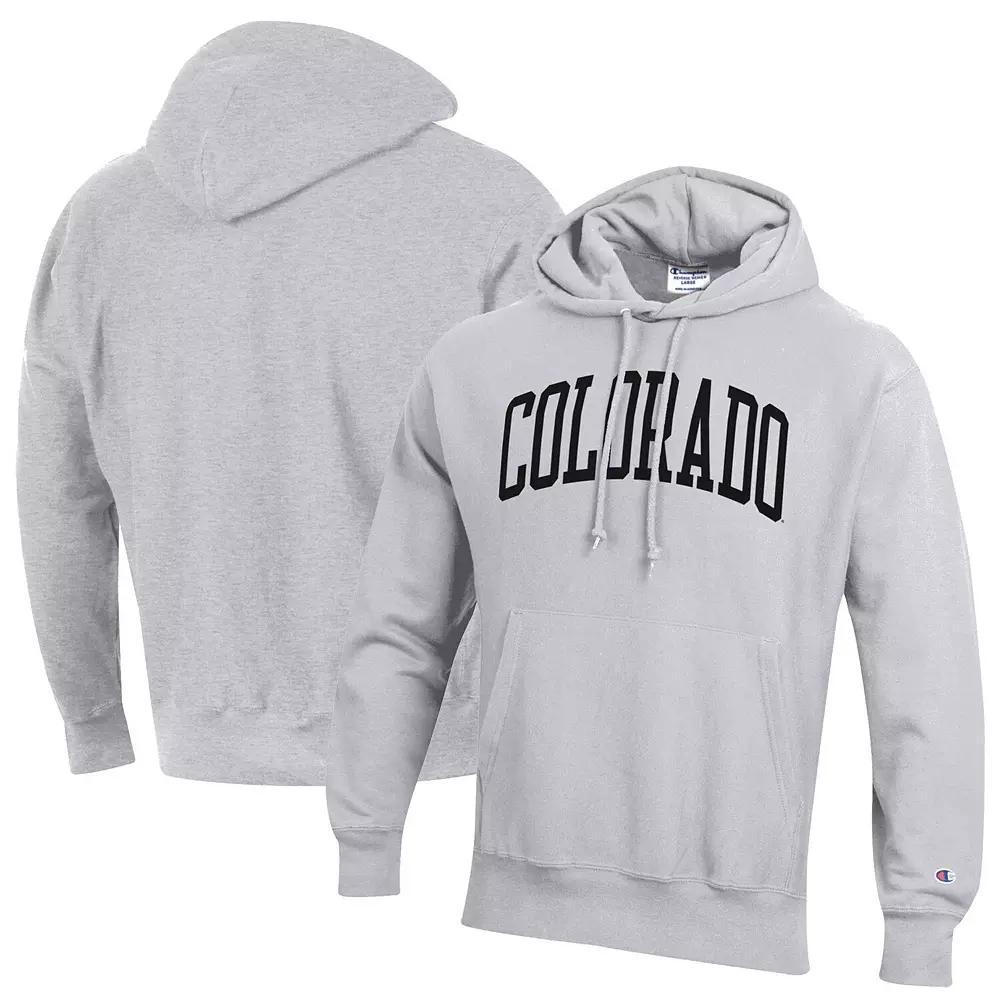 Men's Champion Heathered Gray Colorado Buffaloes Team Arch Reverse Weave Pullover Hoodie,  Product Image