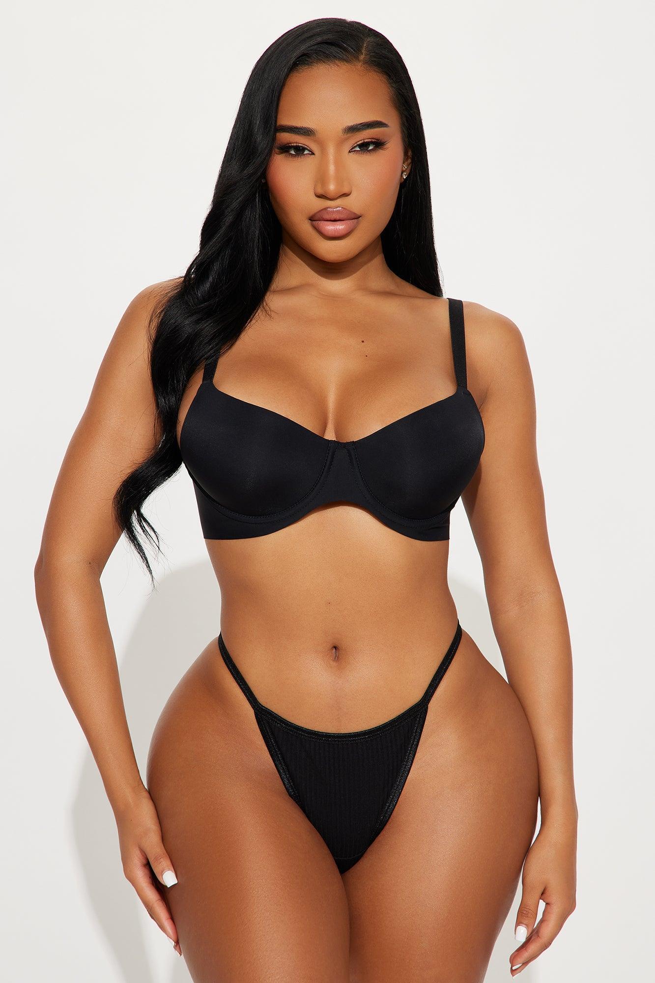 Smooth Like That Lightly Lined Scuba Demi Bra - Black Product Image