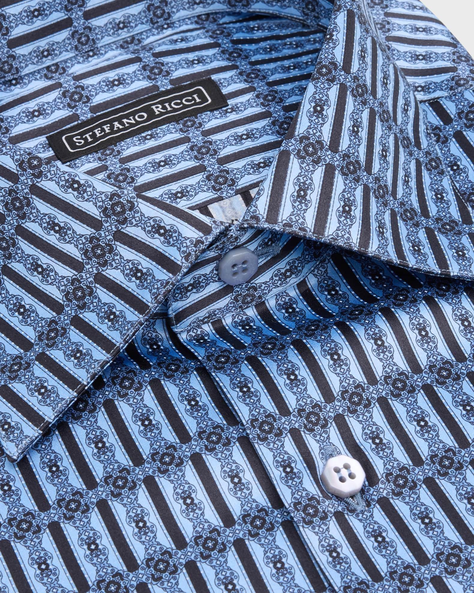 Men's Silk Geometric-Print Sport Shirt Product Image