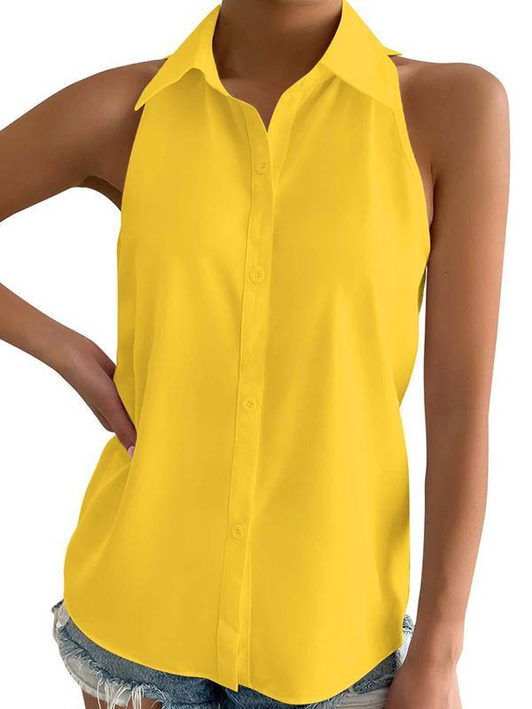 Loose Plus Size Solid Color Split-Joint Lapel Blouses Product Image