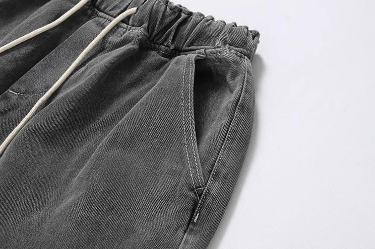 RT No. 11513 GRAY DRAWSTRING WIDE CARGO PANTS Product Image