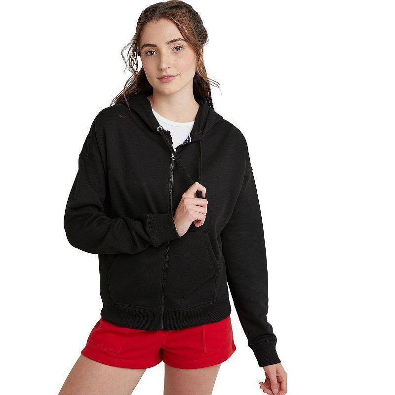 Hanes Originals Womens Fleece Zip-Up Hoodie Black M Product Image