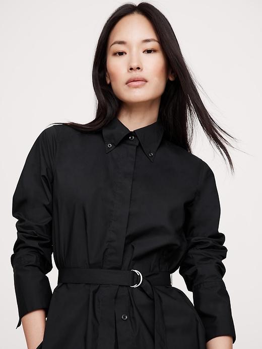 Cotton Poplin Belted Tunic Shirt Product Image
