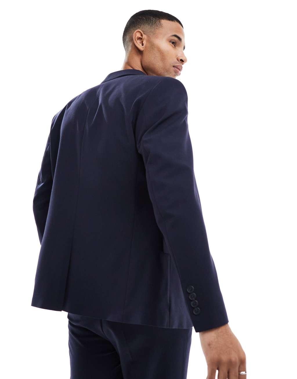 ASOS DESIGN slim suit jacket in navy Product Image