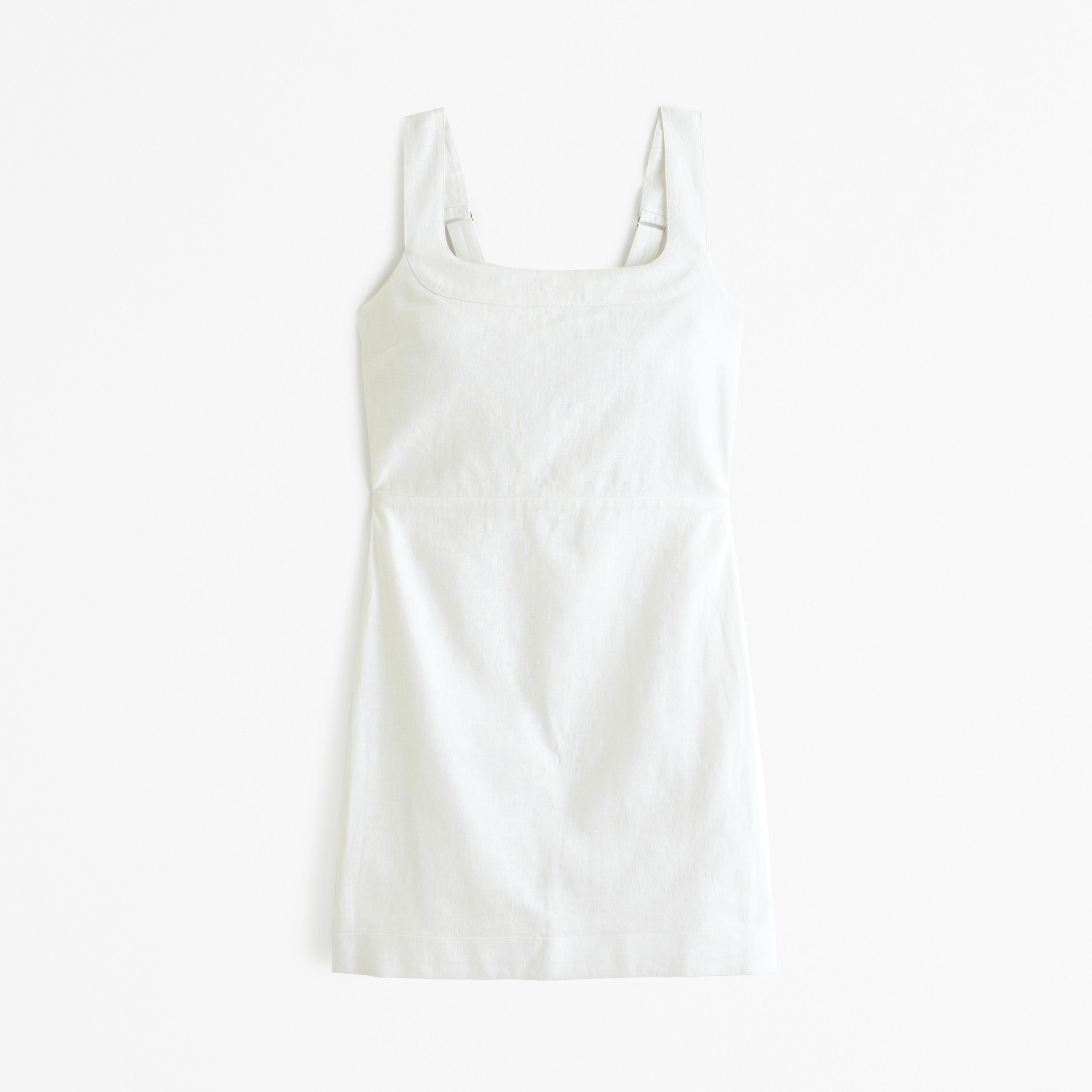 Linen-Blend Wide Strap Mini Dress Product Image