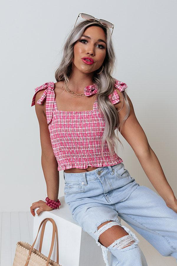 Pep Rally Smocked Top In Pink Product Image