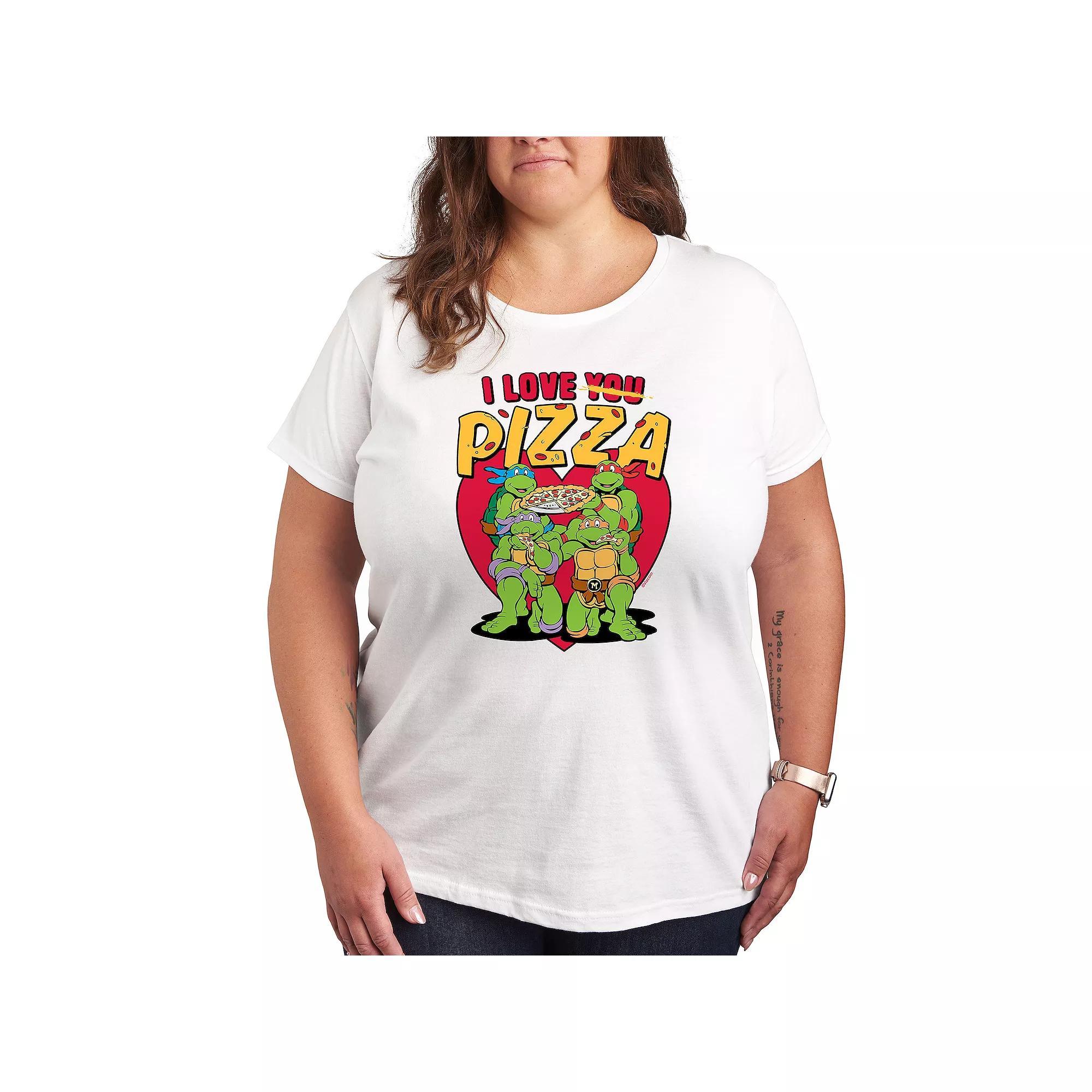 Plus Size Teenage Mutant Ninja Turtles I Love You Pizza Graphic Tee, Women's, Size: 3XL, White Product Image