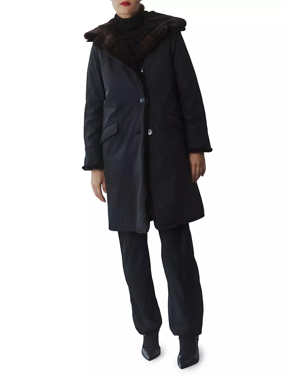 Faux-Fur-Lined Button-Front Coat Product Image