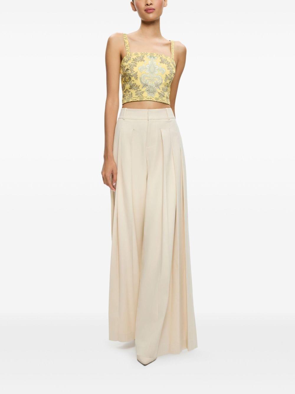 ALICE AND OLIVIA Sasha Lace Up Back Cropped Top In Vanity Lemon Meringue/multi Product Image