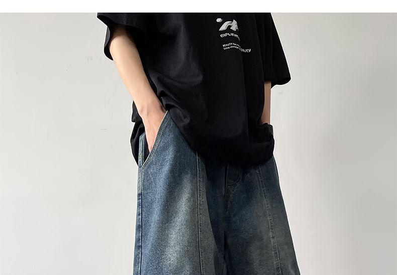 Mid Rise Washed Denim Shorts Product Image