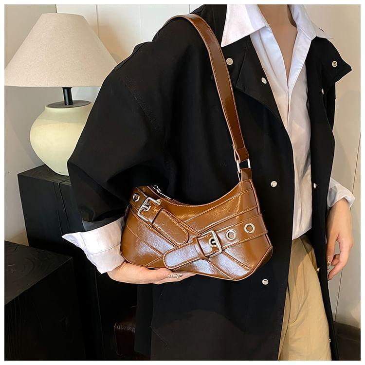 Buckled Faux Leather Shoulder Bag Product Image