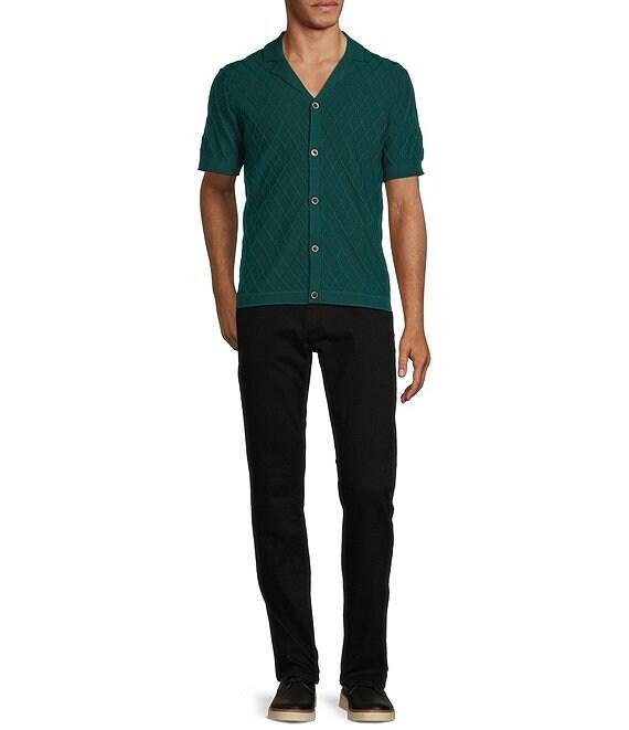 Murano Big & Tall Shape of Water Collection Textured Short Sleeve Camp Sweater Product Image