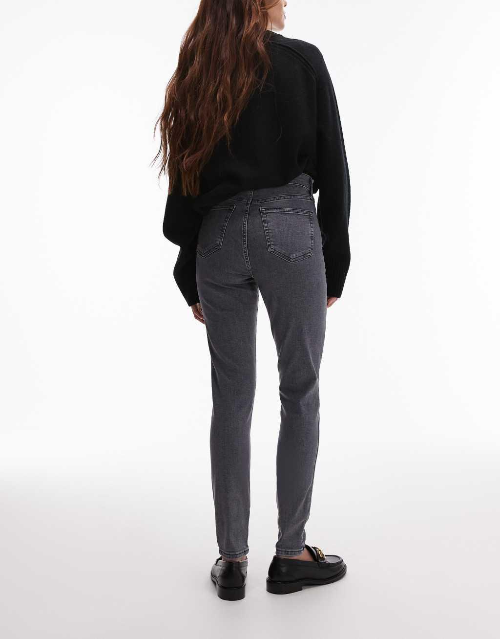 Topshop Jamie high rise skinny jeans in gray Product Image