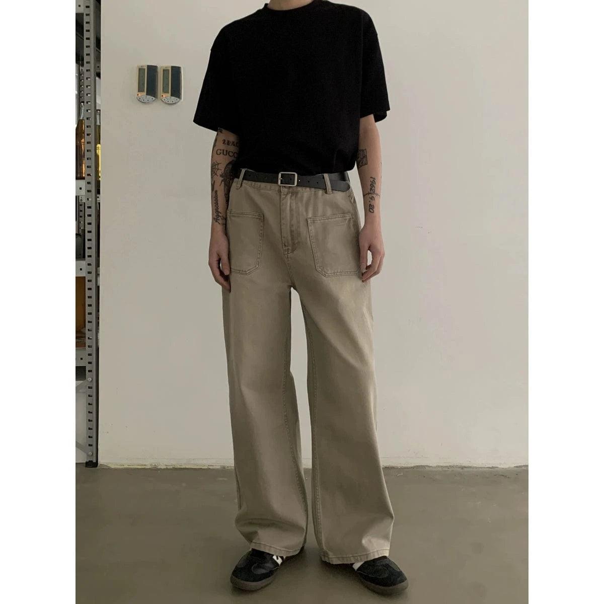RT No. 18866 FRONT FADED STRAIGHT PANTS Product Image