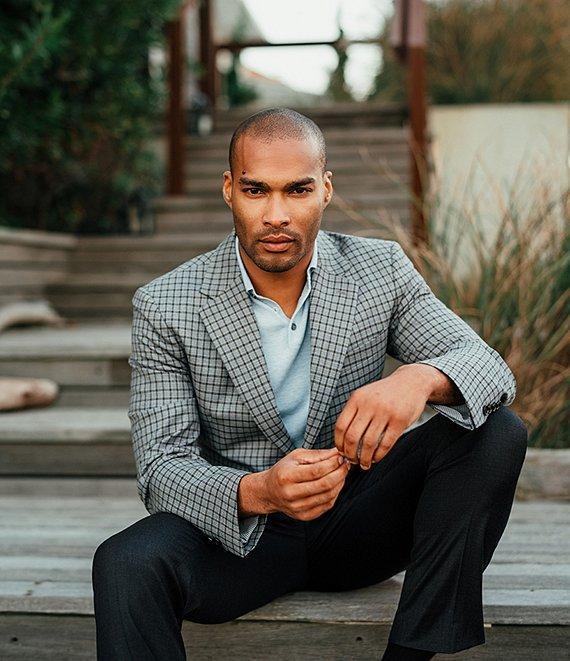 Hickey Freeman Classic Fit Check Windowpane Pattern Sport Coat Product Image