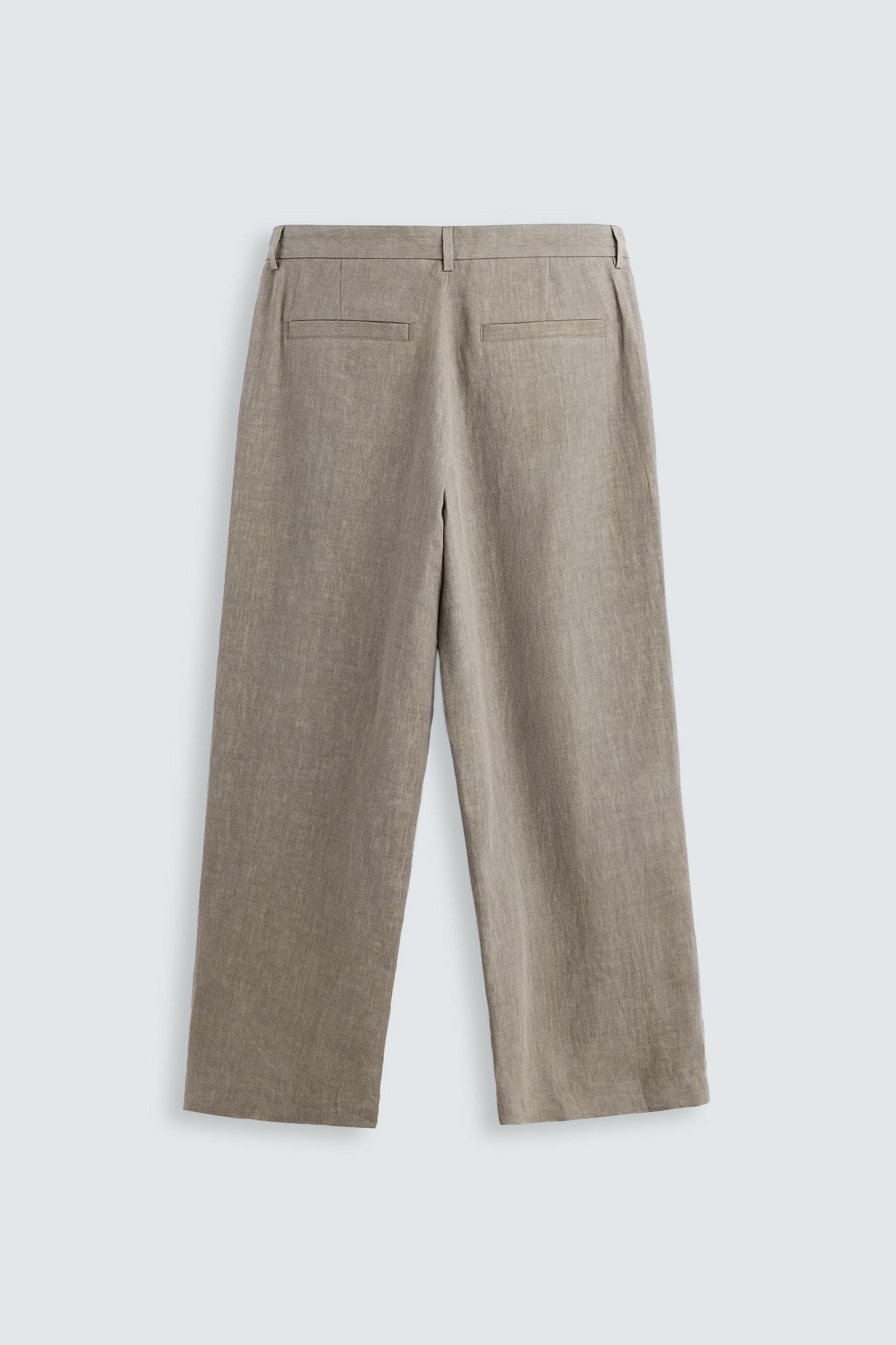 100% WASHED LINEN SUIT PANTS Product Image