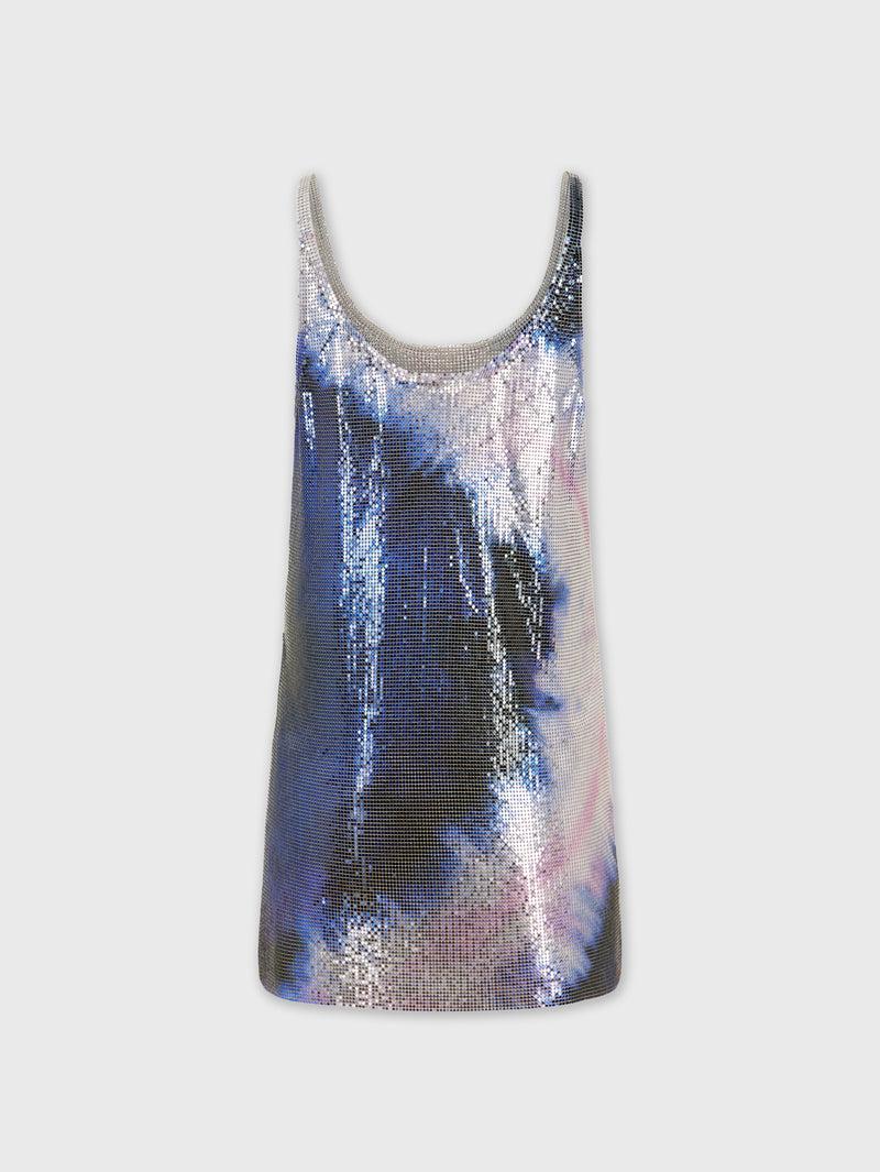 TIE-DYE BLUE TANK TOP IN PRINTED MESH Product Image