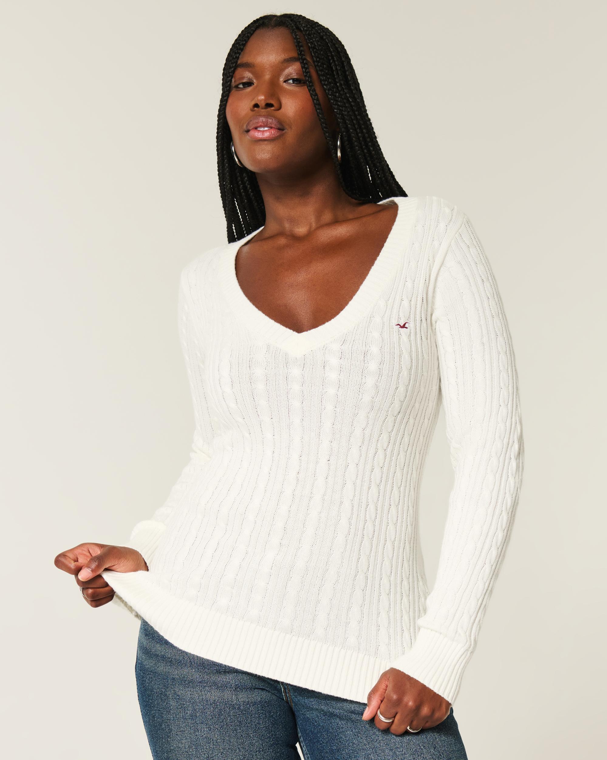 Cable-Knit Icon V-Neck Sweater Product Image