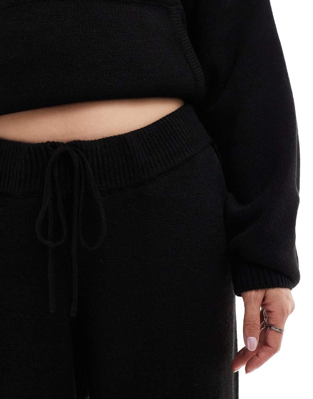 COLLUSION oversized knitted sweatpants in black - part of a set Product Image