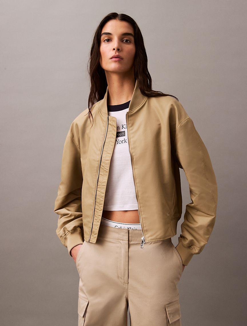 Calvin Klein Womens Nylon Bomber Jacket - Brown - M Product Image