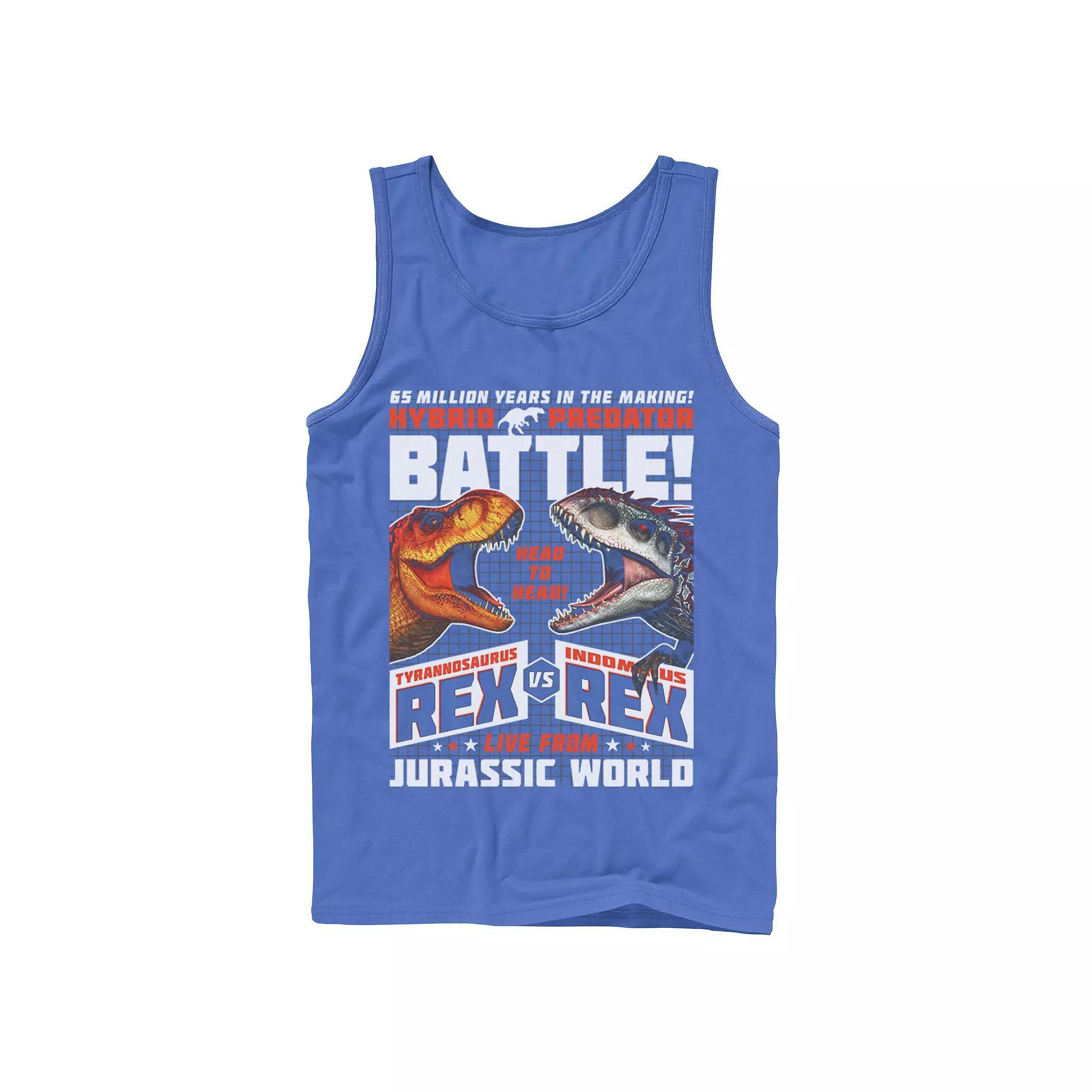 Men's Jurassic World T-Rex VS I-Rex Battle Poster Graphic Tank Top,  Product Image