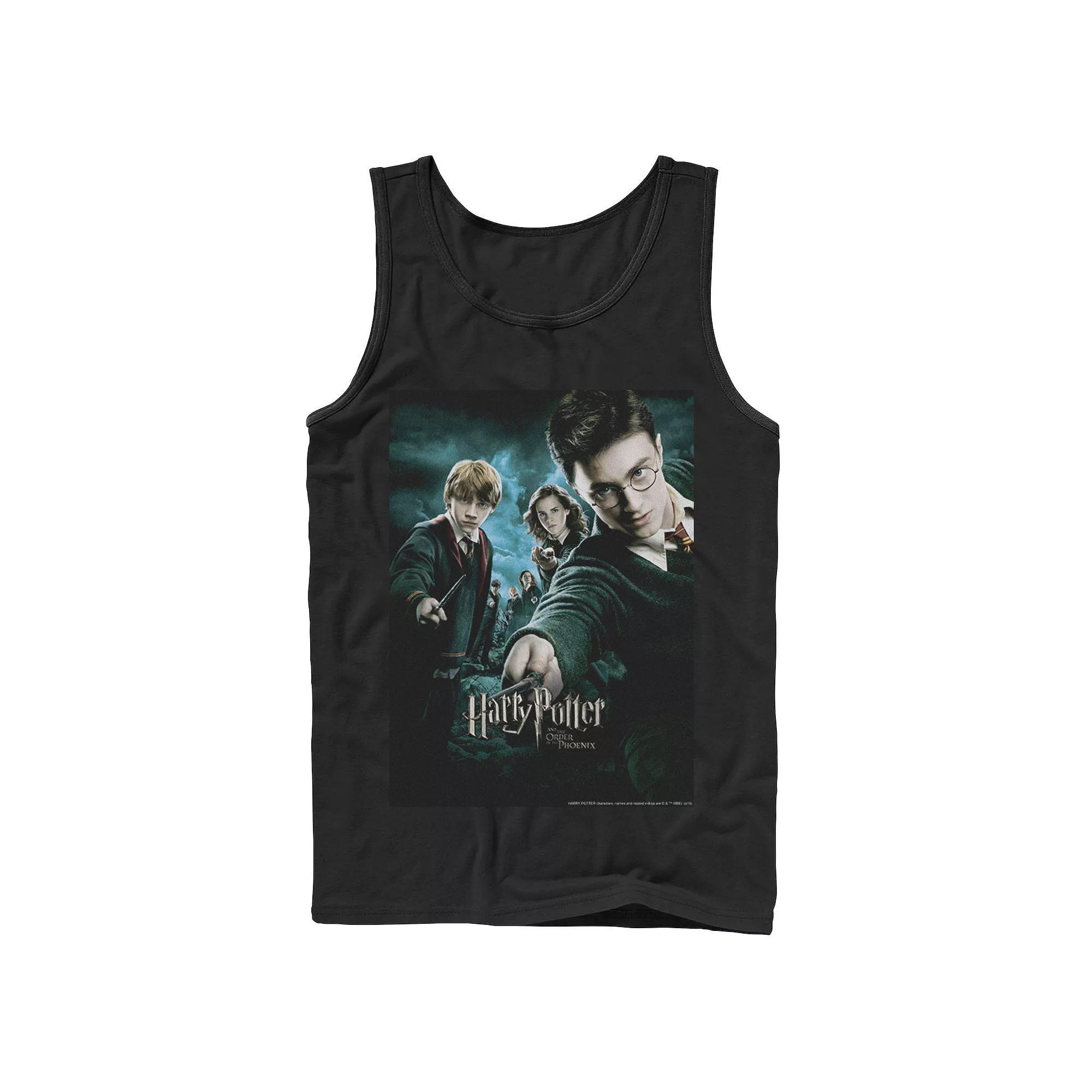 Men's Harry Potter Order Of The Phoenix Wands Drawn Poster Graphic Tank Top, Size: XL, Black Product Image