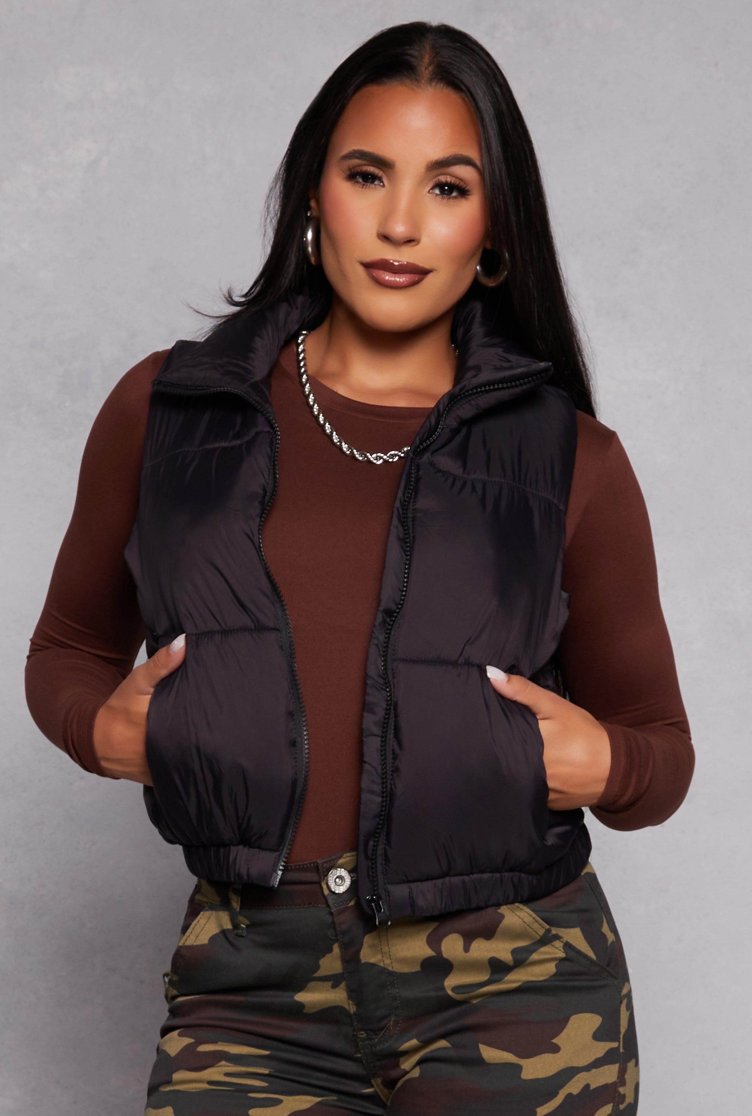 Womens Nylon Zip Front Puffer Vest Product Image