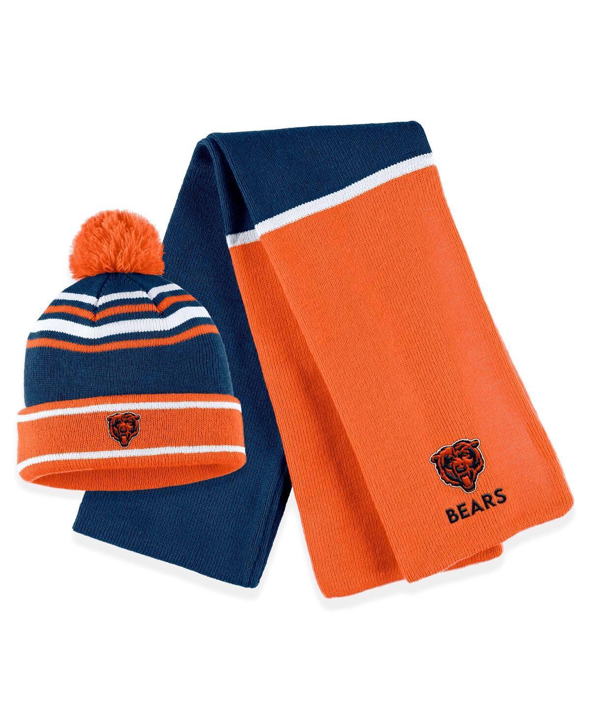 Womens WEAR by Erin Andrews Chicago Bears Colorblock Cuffed Knit Hat with Pom and Scarf Set Product Image