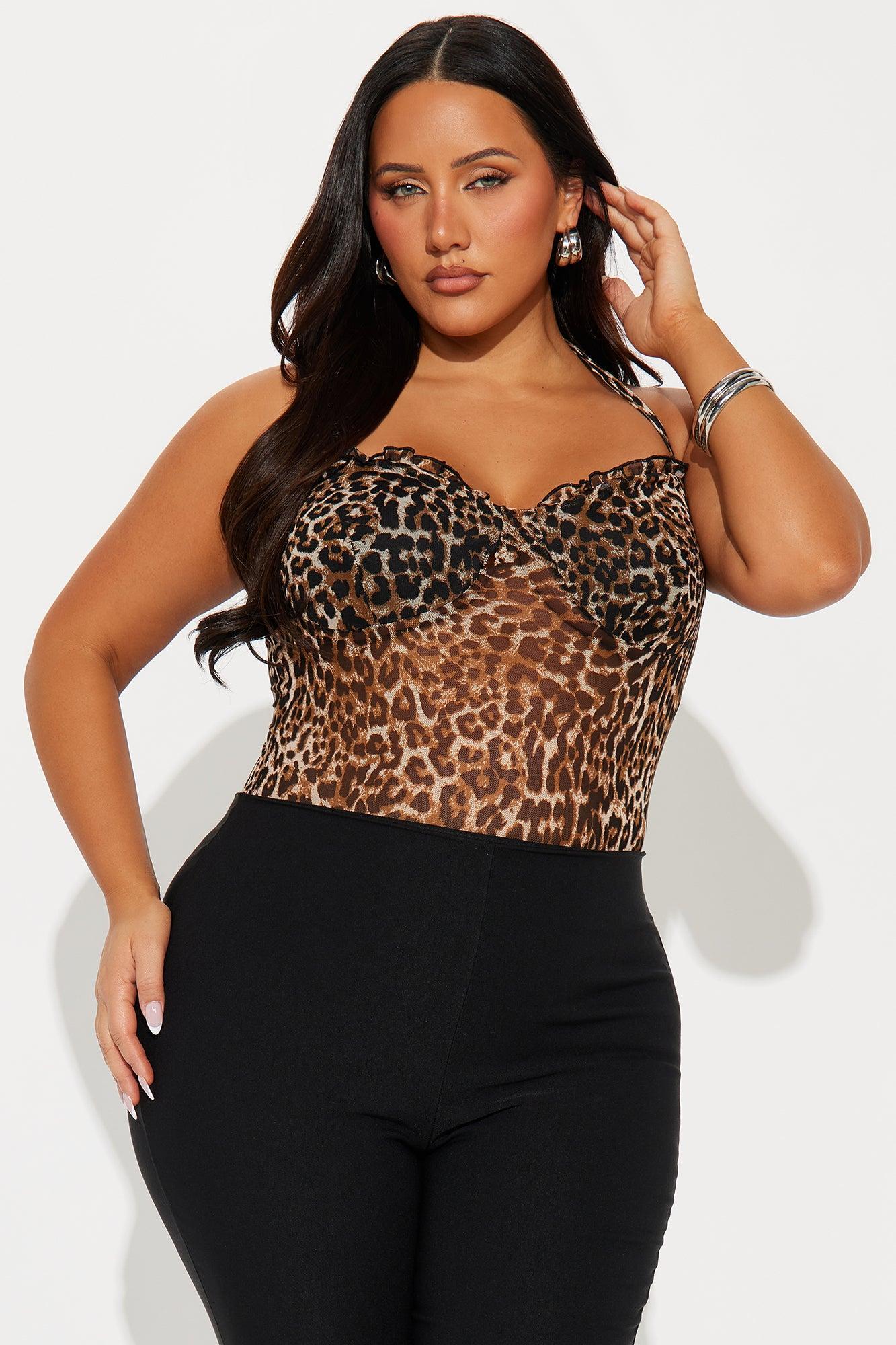 Let's Get A Drink Leopard Bodysuit - Leopard Product Image