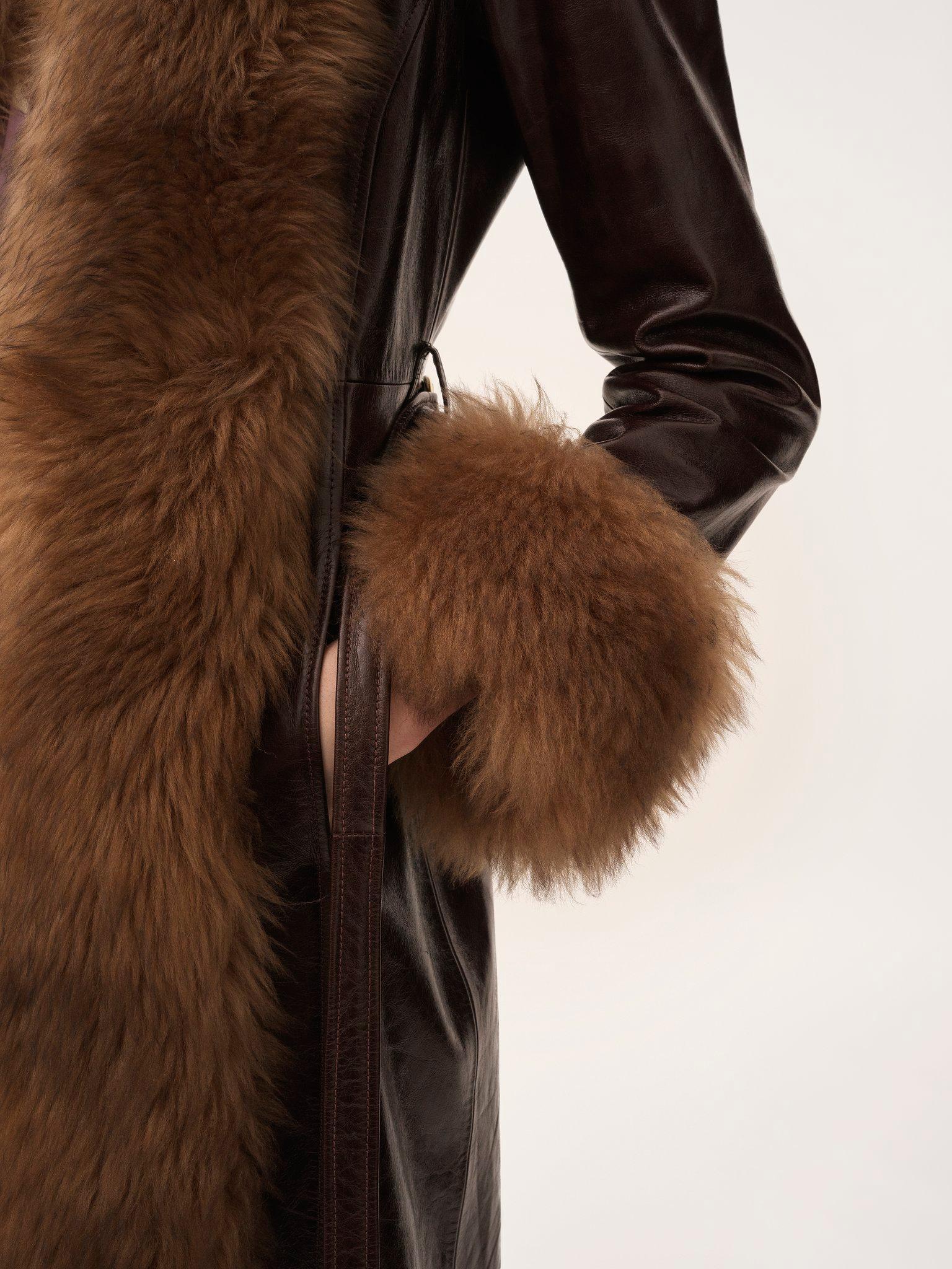 Long column coat in leather Product Image