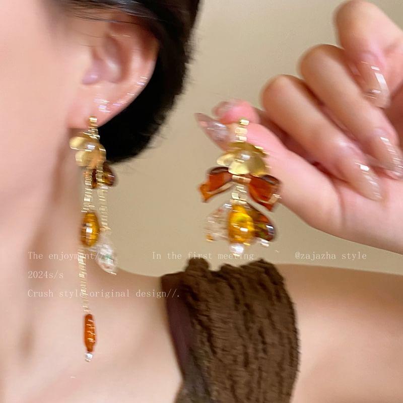 Asymmetrical Flower Bead Drop Earring Product Image