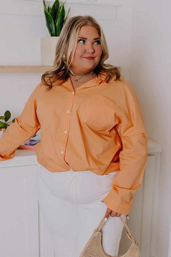 Sending Good Luck Button Up Top In Orange Curves Product Image