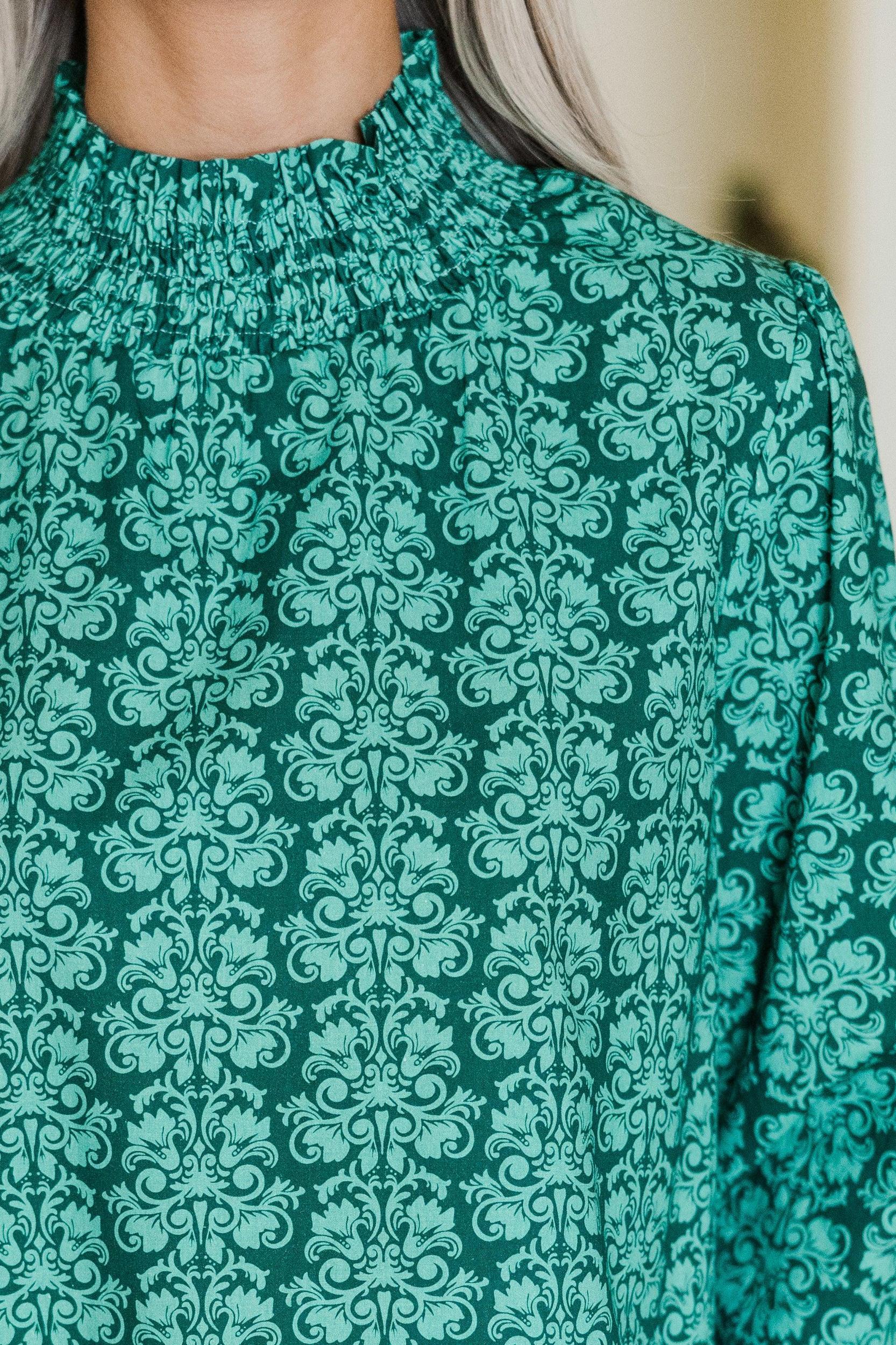 All I Need Emerald Damask Print Blouse Female Product Image