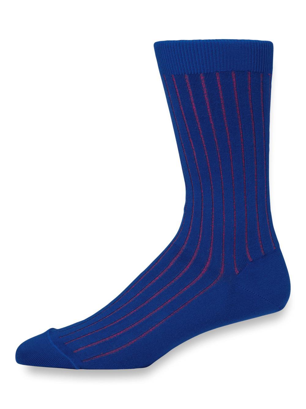 Solid Rib With Contrast Cotton Blend Sock - Blue/red Product Image