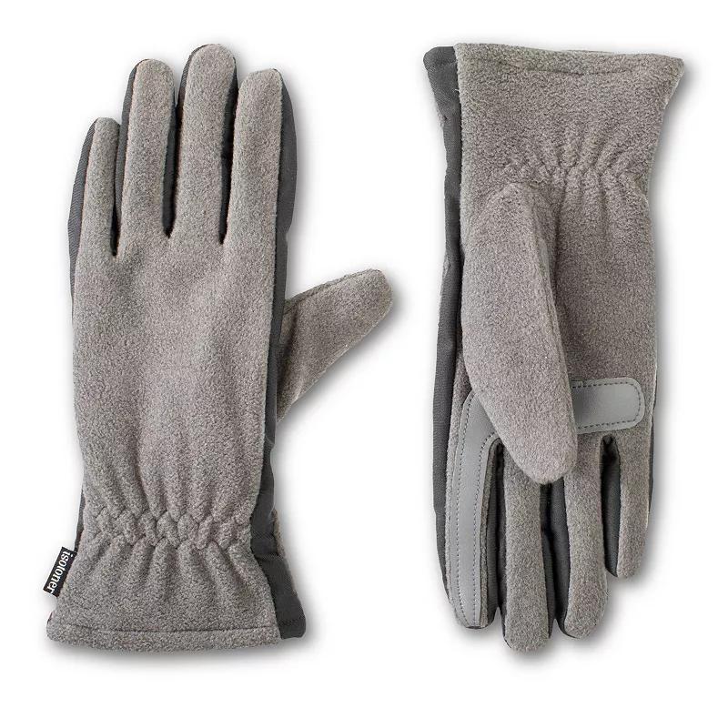 Womens isotoner SmartDRI Fleece Lined Gathered Gloves, Grey Product Image