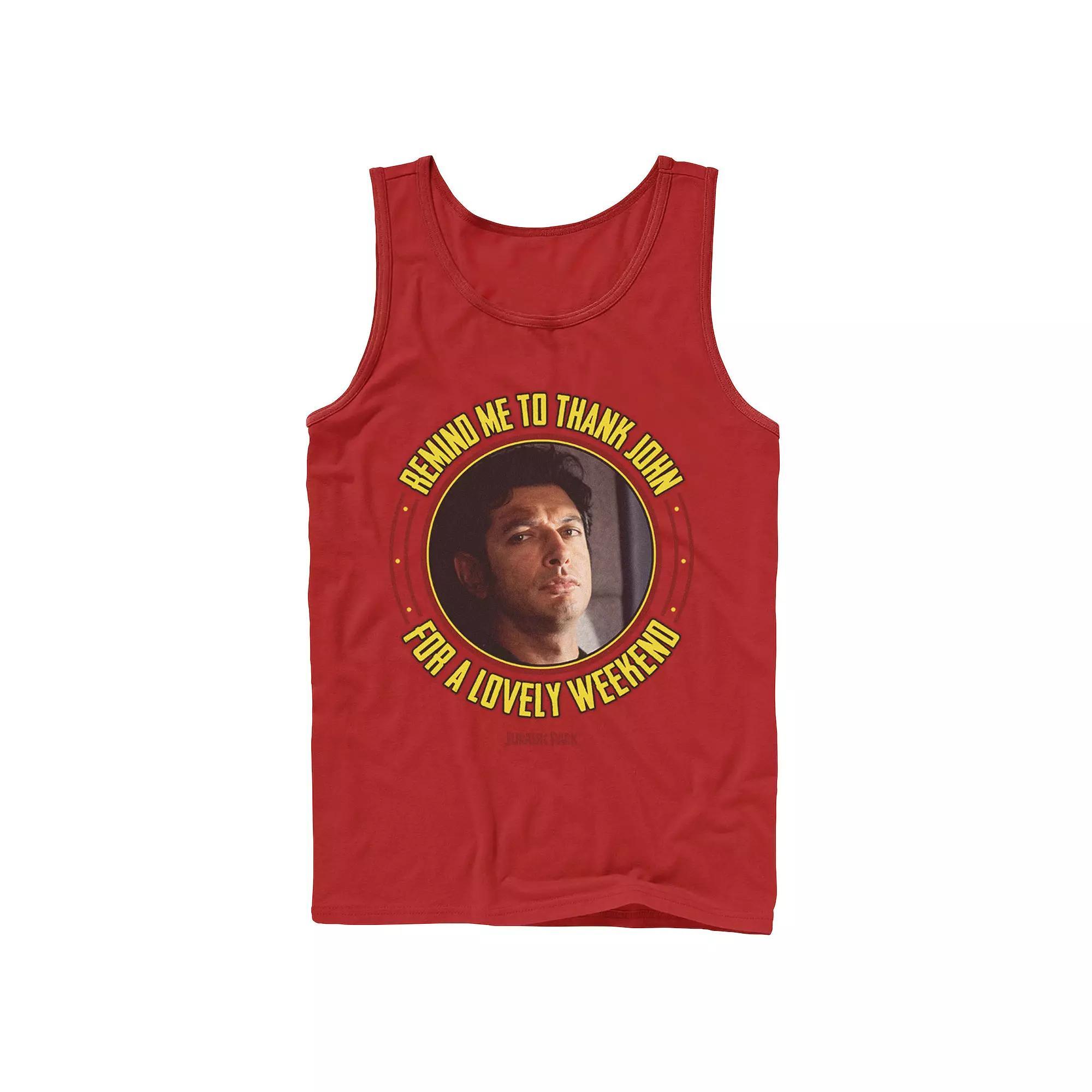 Men's Jurassic Park Remind Me To Thank John For The Weekend Tank Top,  Product Image